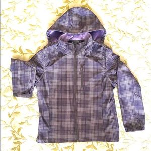 Free Country size large hoodie faux fur lined purple plaid full Zipper Jacket